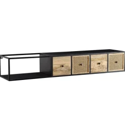 Massive TV-Board Kommode 150cm hängend Mango Massivholz Wiener Geflecht Rattan TV Lowboard