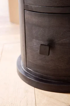 Massivholz Kommode mit Schubladen aus Mango Holz Schubladenkommode rund Schwarz
