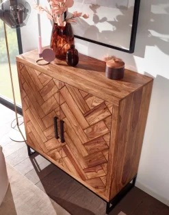 Massivholz Schuhschrank Sheesham 100cm Schuhkommode Garderobe Flur