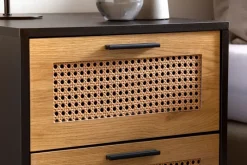 Nachtkonsole FineBuy Nachtkommode Boxspringbett 45 cm Schwarz Wiener Geflecht