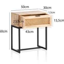 Nachtkonsole Massivholz Rattan Nachttisch Schublade Nachtkästchen Boxspringbett