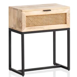 Nachtkonsole Massivholz Rattan Nachttisch Schublade Nachtkästchen Boxspringbett