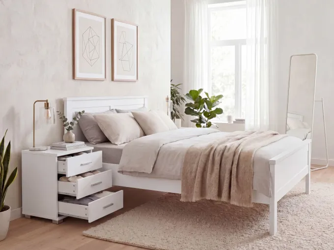 Nachtkonsole Nachtschrank Holz Nachtkästchen Schlafzimmer Design Nachttisch