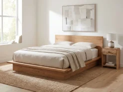 Nachttisch 54cm Massivholz Nachtkonsole hoch Nachtschrank mit Schublade Ablage