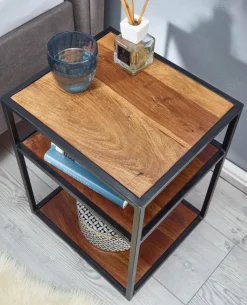 Nachttisch FineBuy Beistelltisch Boxspringbett Holz Massiv 40x50x35 cm Tisch