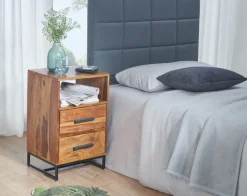 Nachttisch FineBuy Nachtkommode Boxspringbett Massivholz 40x35x66 cm Schubladen