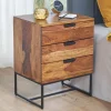 Nachttisch FineBuy Nachtkommode Boxspringbett Massivholz 50x40x65 cm Schubladen