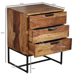 Nachttisch FineBuy Nachtkommode Boxspringbett Massivholz 50x40x65 cm Schubladen