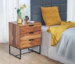 Nachttisch FineBuy Nachtkommode Boxspringbett Massivholz 50x40x65 cm Schubladen