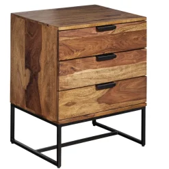 Nachttisch FineBuy Nachtkommode Boxspringbett Massivholz 50x40x65 cm Schubladen