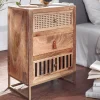 Nachttisch FineBuy Nachtkommode Boxspringbett Massivholz 60 cm Wiener Geflecht