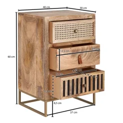 Nachttisch FineBuy Nachtkommode Boxspringbett Massivholz 60 cm Wiener Geflecht