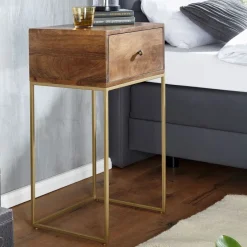 Nachttisch Massivholz Schublade Nachtkonsole Boxspringbett Nachtkommode Stauraum