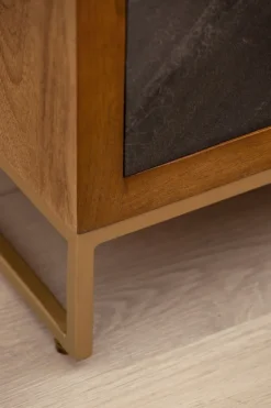 Nachttisch Massivholz 3 Steinoptik Schubladen Design Nachtkonsole Nachtschrank