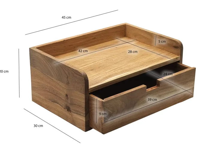 Nachttisch 45x30cm Massivholz Nachtkonsole Hängend mit Schublade schwebend