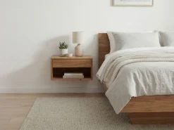 Nachttisch 50x35cm Massivholz Nachtkonsole Hängend mit Schublade schwebend