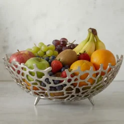 Obstschale Früchtekorb Aluminium Groß Schale 46cm Dekoschale Metall Obstkorb