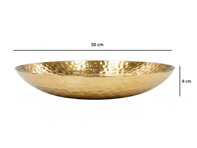 Obstschale Früchteschale Aluminium Gold Schale Rund Hammerschlag Metall Obstkorb