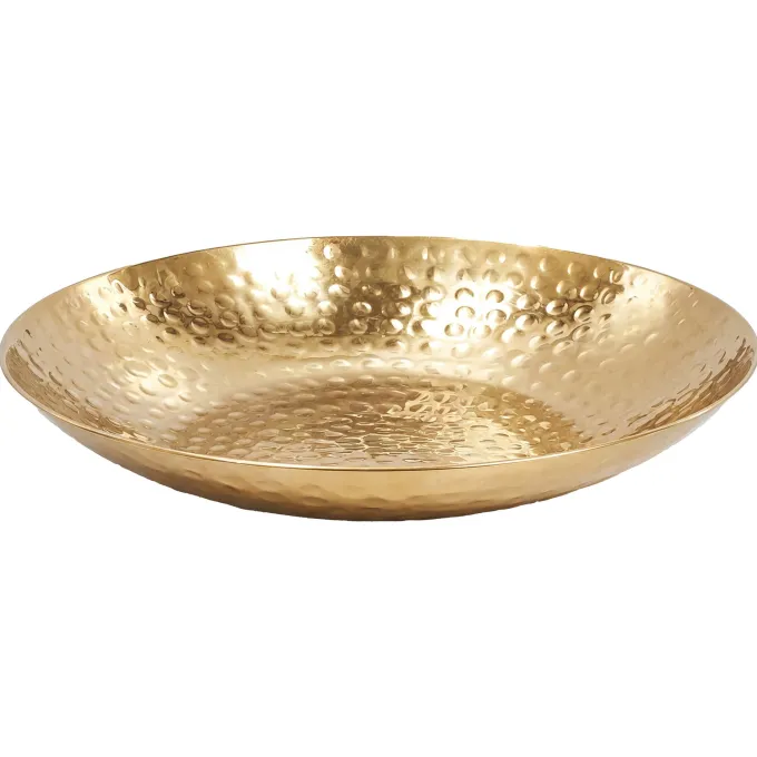 Obstschale Früchteschale Aluminium Gold Schale Rund Hammerschlag Metall Obstkorb