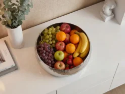 Obstschale Früchteschale Aluminium Rund Schale 35cm Hammerschlag Metall Obstkorb