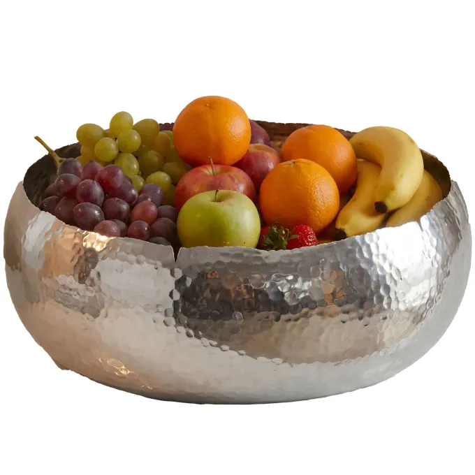 Obstschale Früchteschale Aluminium Rund Schale 35cm Hammerschlag Metall Obstkorb