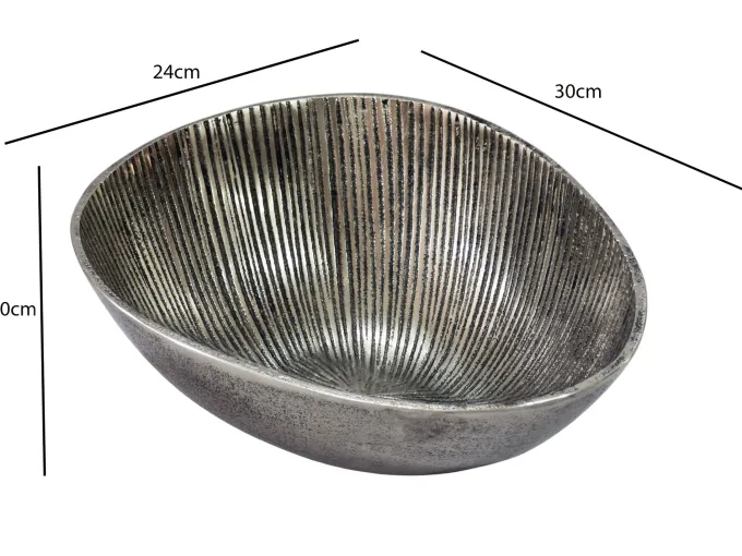 Obstschale Früchteschale Aluminium Schale 40cm Dekoschale Metall Obstkorb Oval