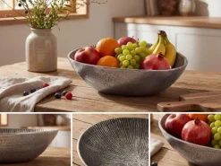 Obstschale Früchteschale Aluminium Schale 40cm Dekoschale Metall Obstkorb Oval