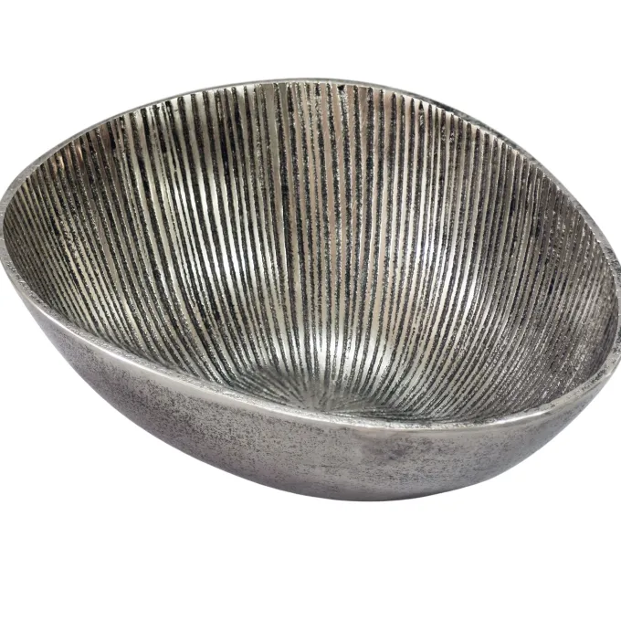 Obstschale Früchteschale Aluminium Schale 40cm Dekoschale Metall Obstkorb Oval