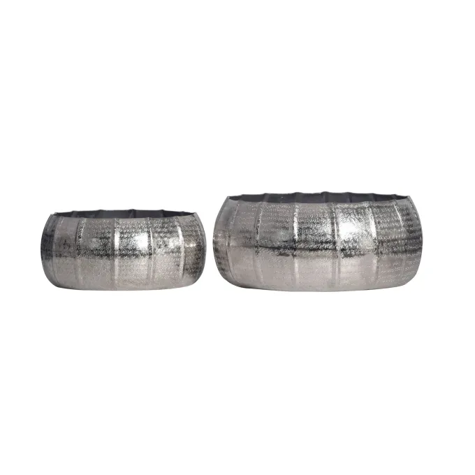 Pflanzgefäß 2er Set FineBuy Metall Schale Deko Blumentopf Rund Hammerschlag
