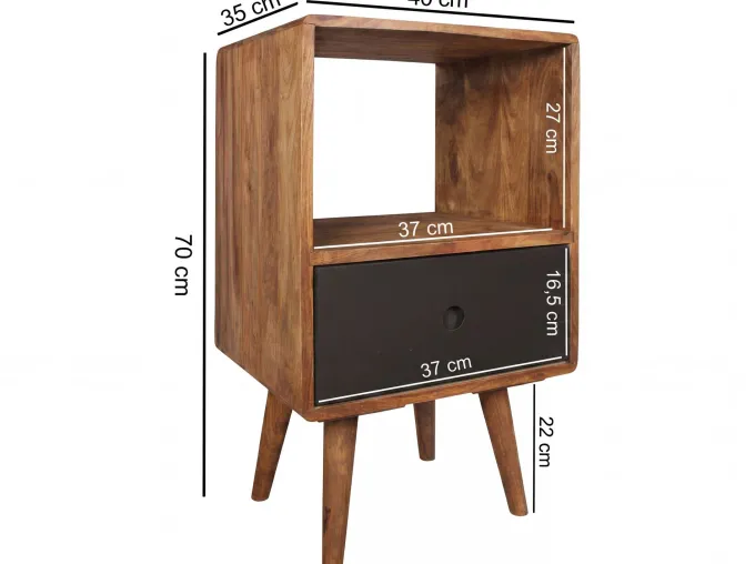 Retro Nachtkonsole + Schub Nachtschrank Holz Nachtkästchen Nachttisch Boxspring