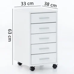 Rollcontainer Holz Rollen Standcontainer 33x63x38cm Schreibtischcontainer