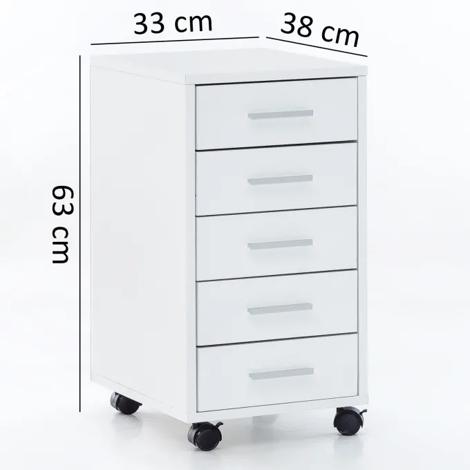 Rollcontainer Holz Rollen Standcontainer 33x63x38cm Schreibtischcontainer