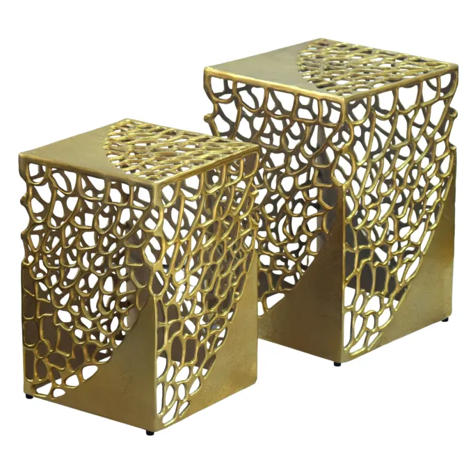 Satztisch 2er Set Beistelltisch Metall Aluminium Couchtisch Wohnzimmertisch Alu