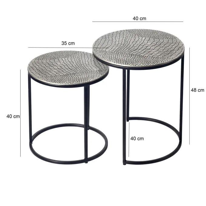 Satztisch 2er Set Metall rund Beistelltisch Sofatisch Couchtisch Aluminium Alu