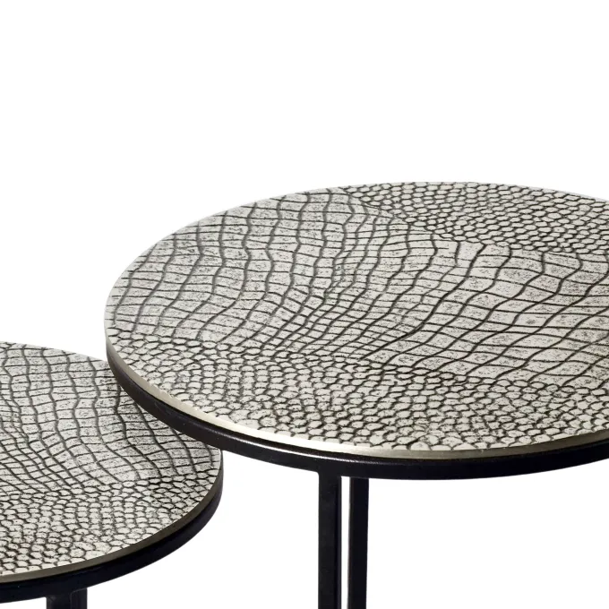 Satztisch 2er Set Metall rund Beistelltisch Sofatisch Couchtisch Aluminium Alu