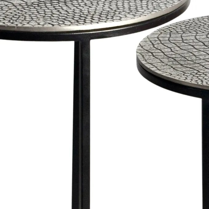 Satztisch 2er Set Metall rund Beistelltisch Sofatisch Couchtisch Aluminium Alu