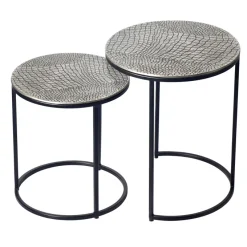 Satztisch 2er Set Metall rund Beistelltisch Sofatisch Couchtisch Aluminium Alu