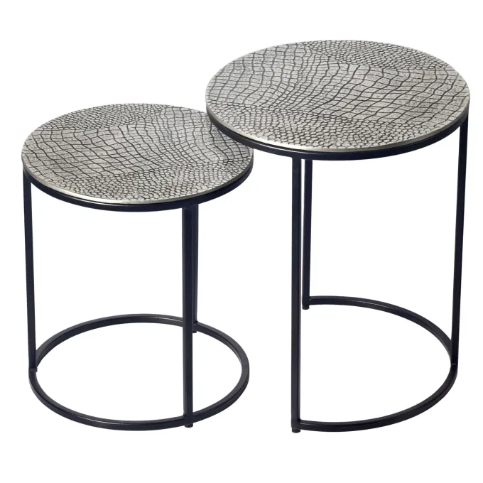 Satztisch 2er Set Metall rund Beistelltisch Sofatisch Couchtisch Aluminium Alu