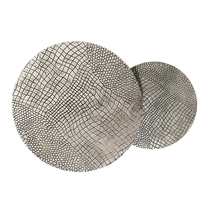 Satztisch 2er Set Metall rund Couchtisch Sofatisch Beistelltisch Aluminium Alu
