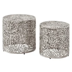 Satztisch 2er Set Metall silber Beistelltisch Dekotisch Couchtisch Aluminium Alu