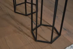 Satztisch FineBuy Massivholz Blumentisch 3er Set Säulentisch Dekosäule Eckig