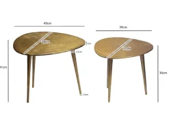 Satztisch Gold 2er Set Couchtisch Aluminium Beistelltisch Wohnzimmertisch Alu