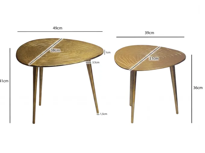 Satztisch Gold 2er Set Couchtisch Aluminium Beistelltisch Wohnzimmertisch Alu