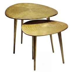 Satztisch Gold 2er Set Couchtisch Aluminium Beistelltisch Wohnzimmertisch Alu