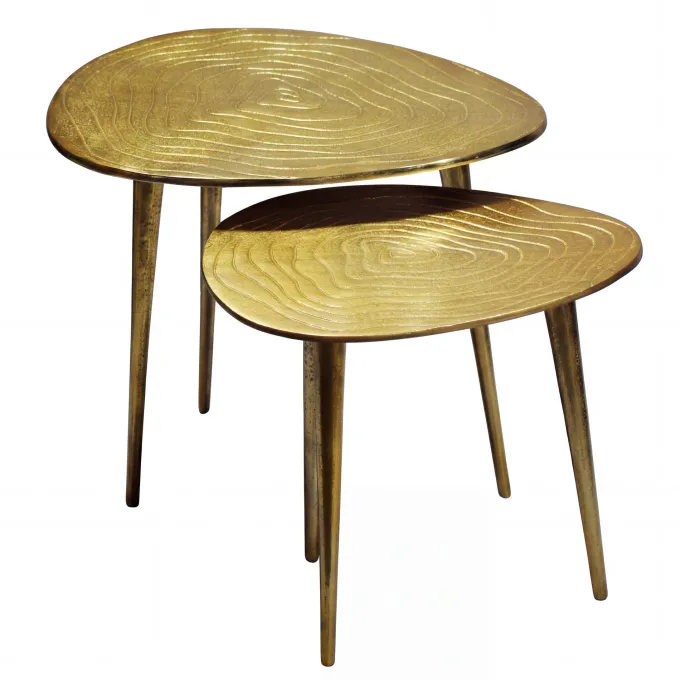 Satztisch Gold 2er Set Couchtisch Aluminium Beistelltisch Wohnzimmertisch Alu