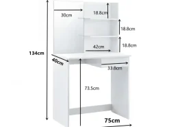 Schminktisch 75cm Kosmetiktisch Frisiertisch Weiß Spiegel Make-Up-Tisch Regal