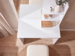Schminktisch 75cm Kosmetiktisch Frisiertisch Weiß Spiegel Make-Up-Tisch Regal