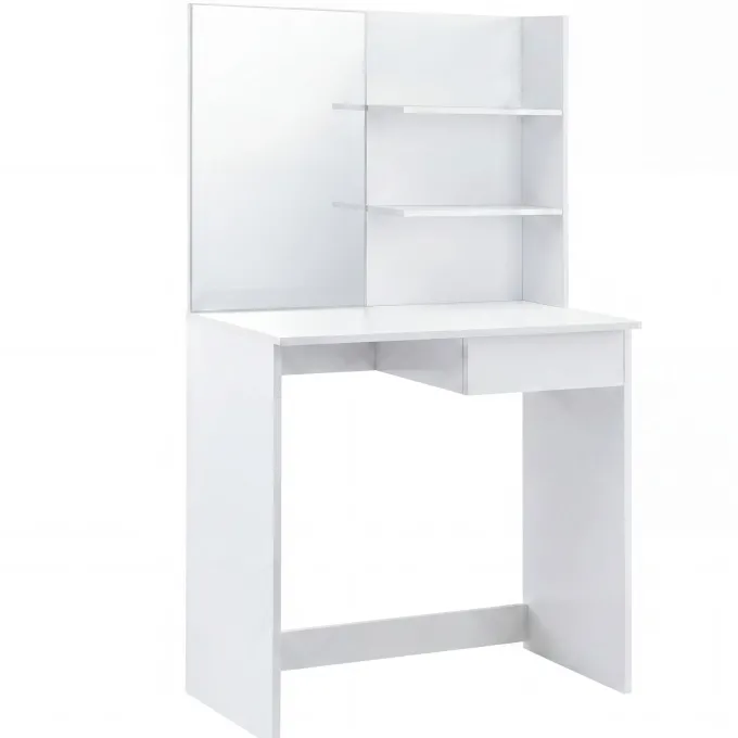 Schminktisch 75cm Kosmetiktisch Frisiertisch Weiß Spiegel Make-Up-Tisch Regal