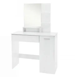 Schminktisch 90cm Kosmetiktisch Frisiertisch Weiß Spiegel Make-Up-Tisch Regal