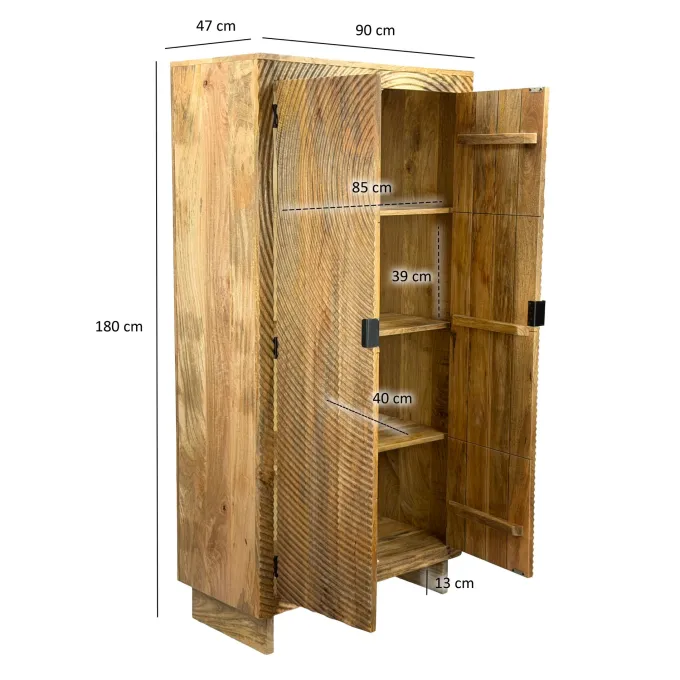 Schrank Mango Massivholz 180cm Massivholzschrank Kleiderschrank Mehrzweckschrank